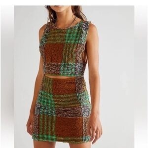 Free People small Brown & Green cut out dress